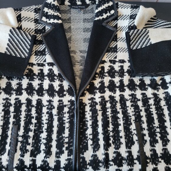 Ming Wang Open Front Knit Cardigan Blazer, Women’s Plus 0X, ¾ Length Sleeve - Picture 6 of 8